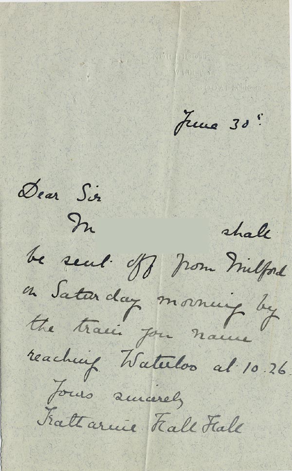 Large size image of Case 5008 3. Letter from Miss Hall Hall 30 June c. 1895
 page 1
