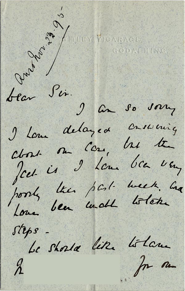 Large size image of Case 5008 7. Letter from J. E. Eddis 21 November 1897
 page 1