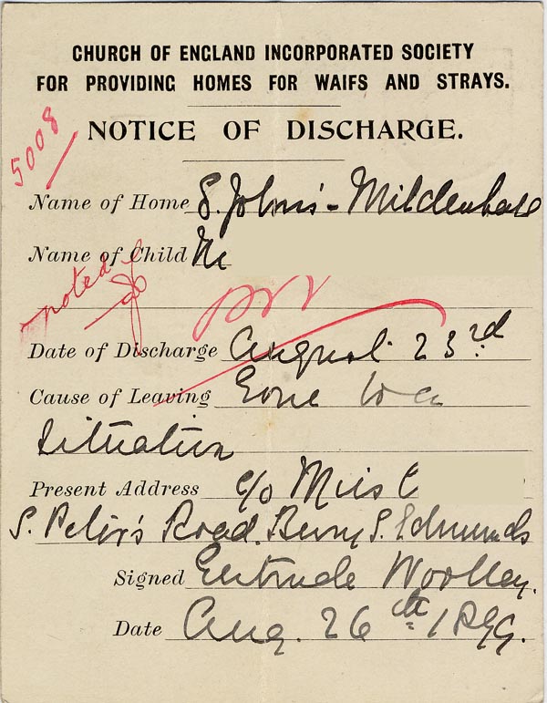 Large size image of Case 5008 25. Notice of discharge 26 August 1899
 page 2