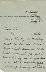 Image of Case 5008 18. Letter from Miss Hall Hall 18 July 1899
 page 1