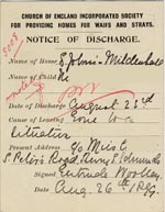 Image of Case 5008 25. Notice of discharge 26 August 1899
 page 2