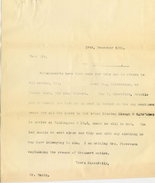 Large size image of Case 5929 12. Copy letter to Mr Smith  17 December 1904
 page 1