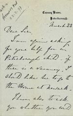 Image of Case 5959 2. Letter from Mrs C. asking for help for F.  22 March 1897
 page 1