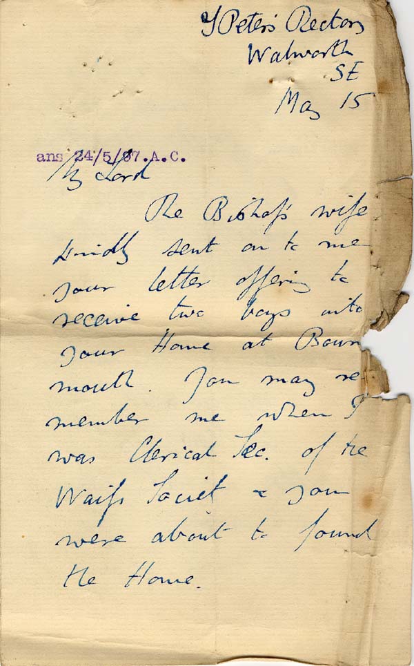 Large size image of Case 5977 2. Letter from Revd H.  15 May 1897
 page 1