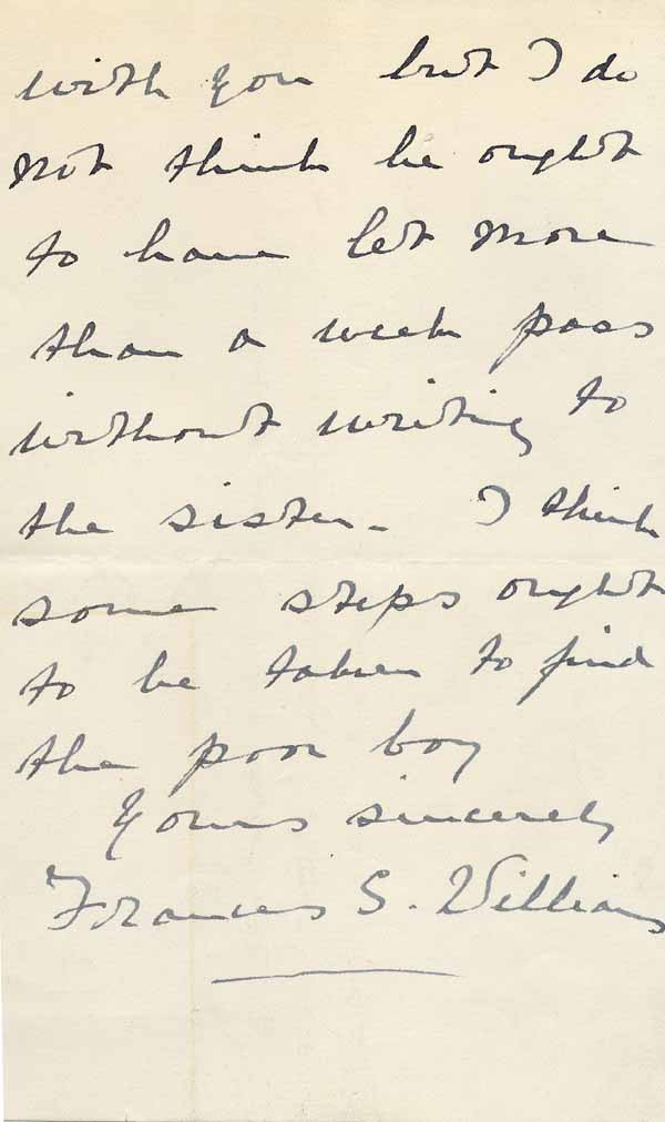 Large size image of Case 6001 40. Letter from Miss Williams informing Revd Edward Rudolf that J. has run away from the farm  19 December 1910
 page 3