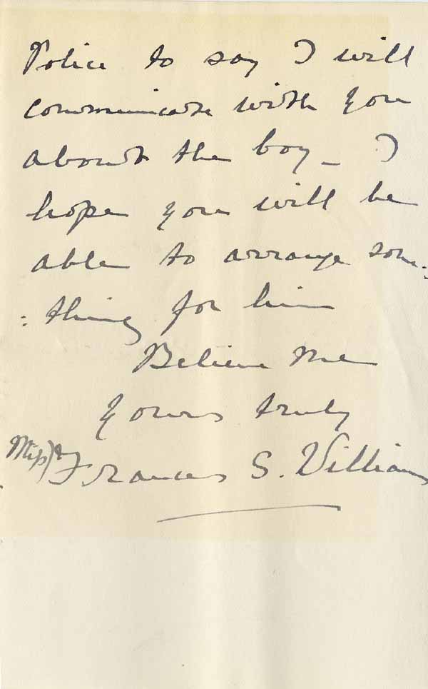 Large size image of Case 6001 42. Letter from Miss Williams asking what arrangements can be made for J.  21 December 1910
 page 3