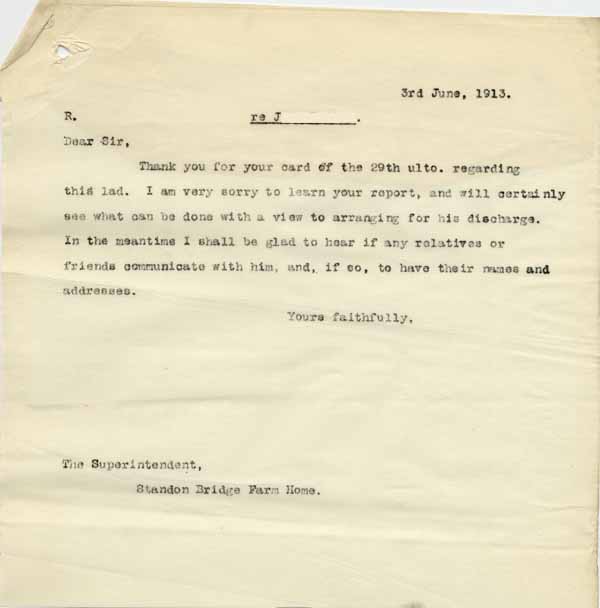 Large size image of Case 6001 50. Copy letter from Revd Edward Rudolf  3 June 1913
 page 1