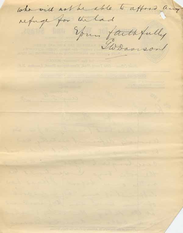 Large size image of Case 6001 52. Letter from the Standon Farm Home requesting J's removal  5 August 1913
 page 2
