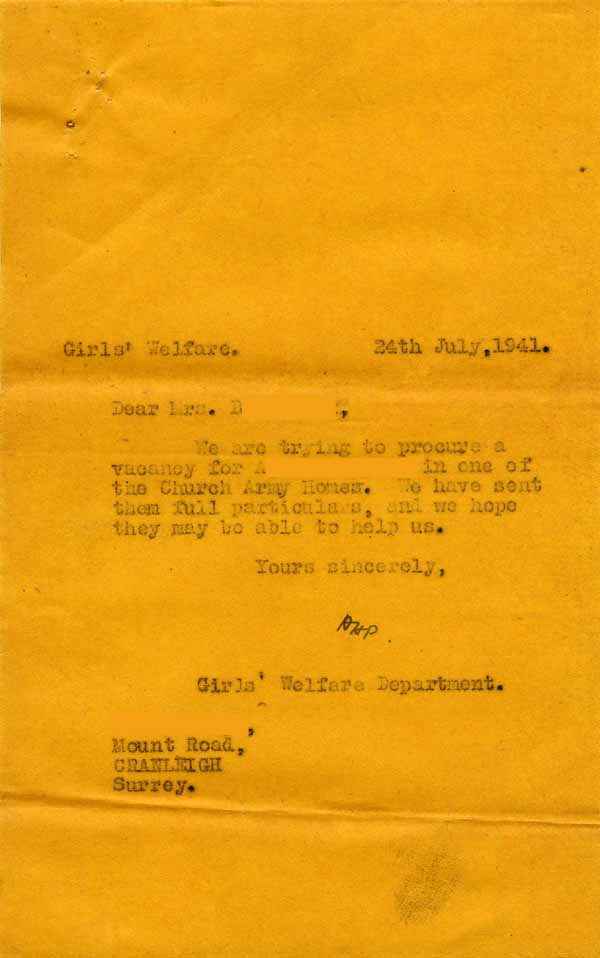 Large size image of Case 6024 8. Copy letter to Mrs B.  24 July 1941
 page 1