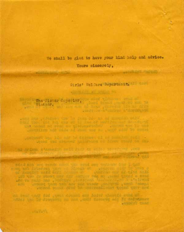 Large size image of Case 6024 10. Copy letter to the Clewer Sisters at Windsor asking if they have any suitable homes for A.  31 July 1941
 page 2