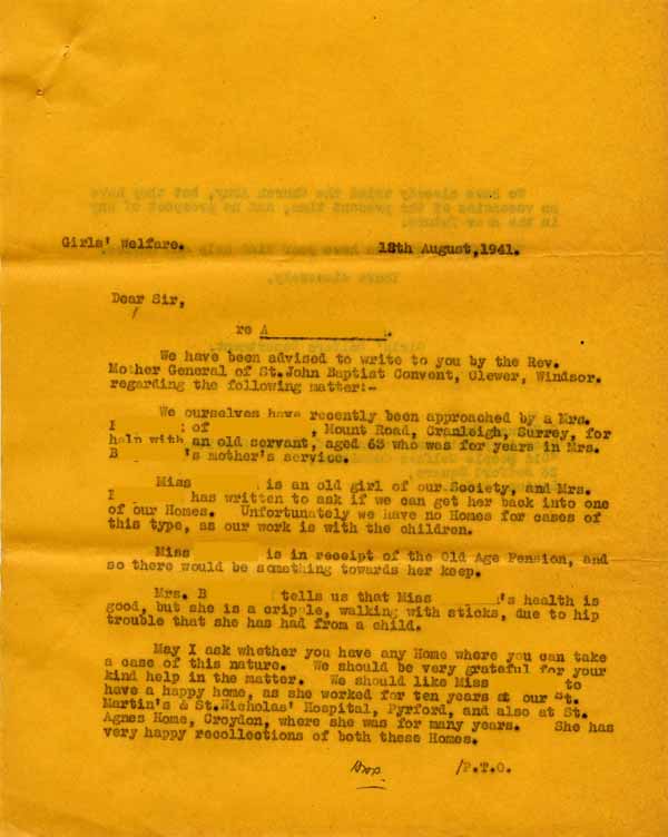 Large size image of Case 6024 14. Copy letter to the National Council of Social Service  12 August 1941
 page 1