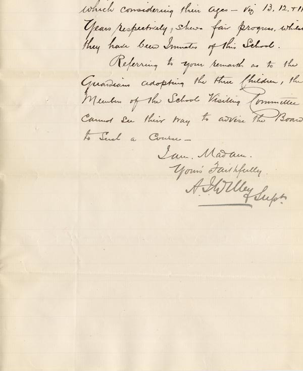 Large size image of Case 6351 4. Letter from Mr A.I. Wiley, Supt. of West Ham Union to Mrs Brandreth 3 March 1898
 page 2