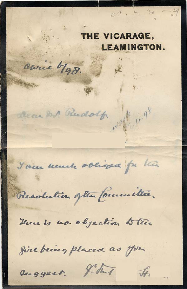 Large size image of Case 6424 3. Letter from Revd H.  6 April 1898
 page 1