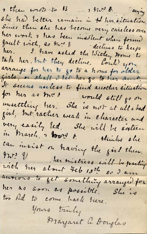 Large size image of Case 6424 4. Letter from the Belbroughton Home about A's future (A. is referred to by her second name, B.)   29 January 1902
 page 2