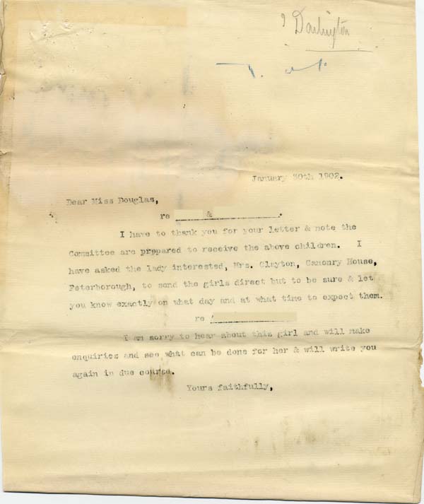 Large size image of Case 6424 5. Copy letter acknowledging above letter from Belbroughton  30 January 1902
 page 1