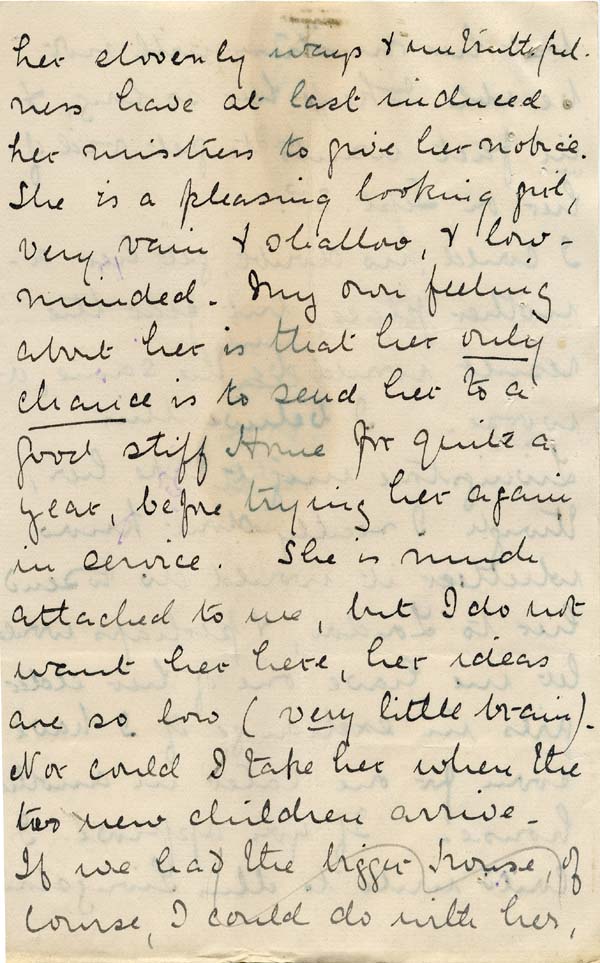 Large size image of Case 6424 14. Letter from Miss Snowden about A. being given notice by her employer  12 August 1902
 page 2