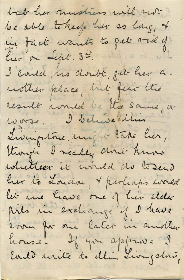 Large size image of Case 6424 14. Letter from Miss Snowden about A. being given notice by her employer  12 August 1902
 page 3