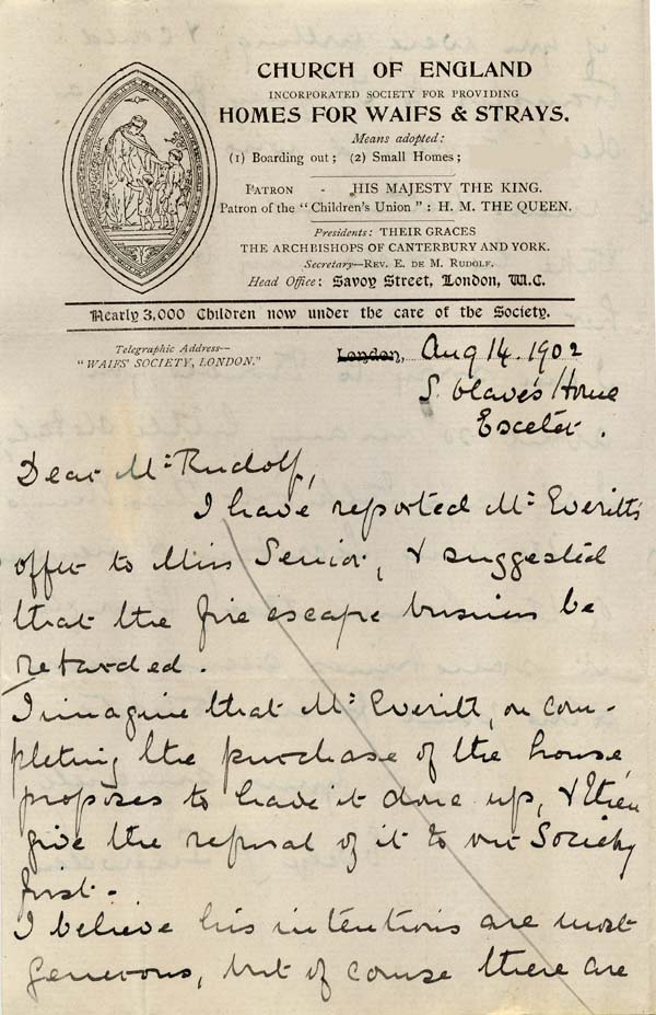 Large size image of Case 6424 15. Letter from Miss Snowden saying that if A. went to live with her aunt she would eventually return to her mother and face (quote)almost certain ruin(unquote)  14 August 1902
 page 1