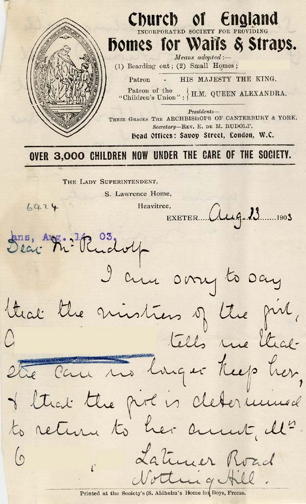 Large size image of Case 6424 22. Letter from Miss Snowden about A's dismissal from her situation and her character  13 August 1903
 page 1