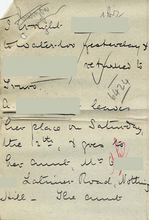 Large size image of Case 6424 24. Letter from Miss Snowden informing Revd Edward Rudolf of A's return to her aunt  [September 1903]
 page 2