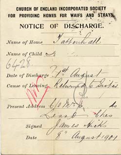 Large size image of Case 6428 8. Notice of discharge from Tattenhall Home  8 August 1901
 page 2