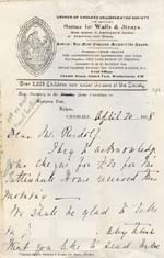 Image of Case 6428 4. Letter from the Tattenhall Home saying they will admit J.  20 April 1898
 page 1