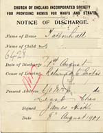 Image of Case 6428 8. Notice of discharge from Tattenhall Home  8 August 1901
 page 2