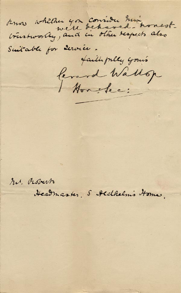 Large size image of Case 6537 17. Letter from the Battersea Committee of the Charity Organisation Society concerning H's application to them to help him find a place in domestic service  20 May 1901
 page 2