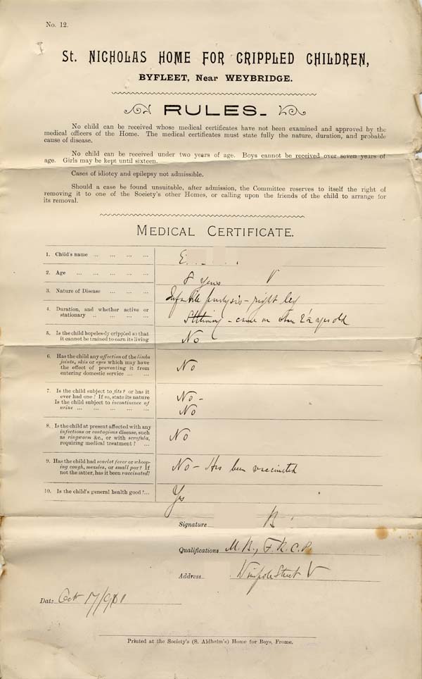 Large size image of Case 8587 2. Medical certificate  17 October 1901
 page 1