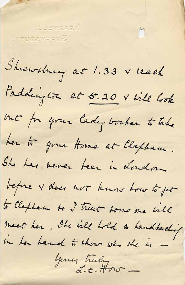 Large size image of Case 8625 21. Letter from E's employer about her travel to London  11 June 1909
 page 2