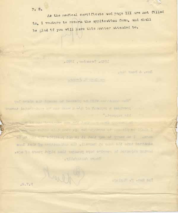 Large size image of Case 8645 5. Copy letter from Revd Edward Rudolf accepting H.  10 December 1901
 page 2