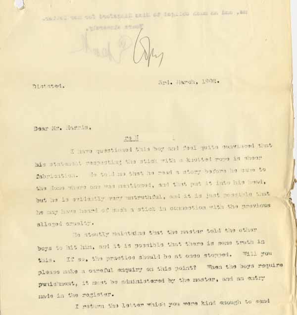 Large size image of Case 8645 15. Copy letter from Revd Edward Rudolf to Revd Harris giving his conclusions on H's complaints  3 March 1902
 page 1