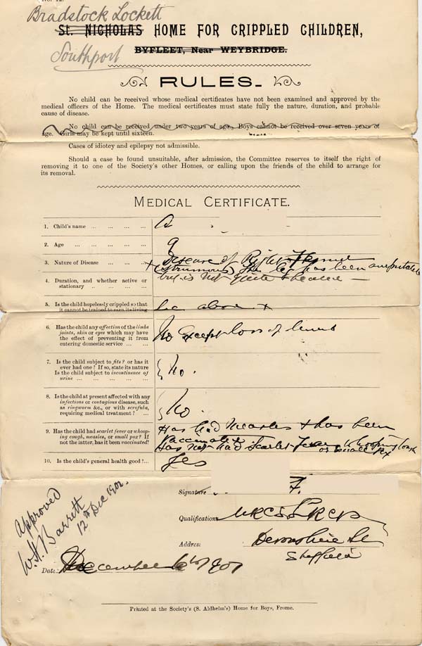 Large size image of Case 8650 3. Medical certificate  c. 12 December 1901
 page 1
