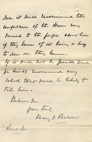 Large size image of Case 8723 3. Letter from Mary Penrose in support of W's case  6 November 1901
 page 2