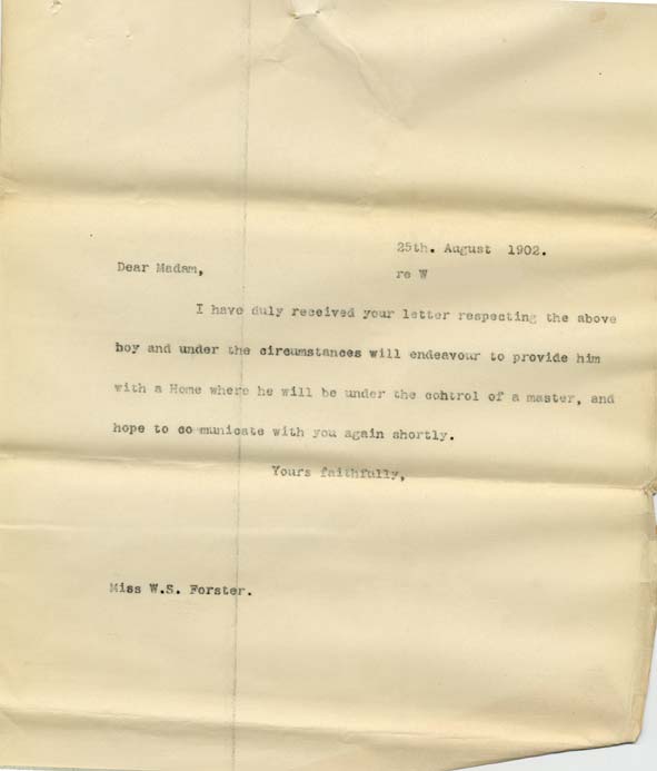 Large size image of Case 8723 13. Copy letter to Miss Foster  25 August 1902
 page 1