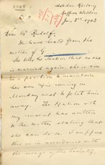 Image of Case 9045 3. Letter from the All Saints Home about G. leaving and returning to his mother's care  3 January 1903
 page 1