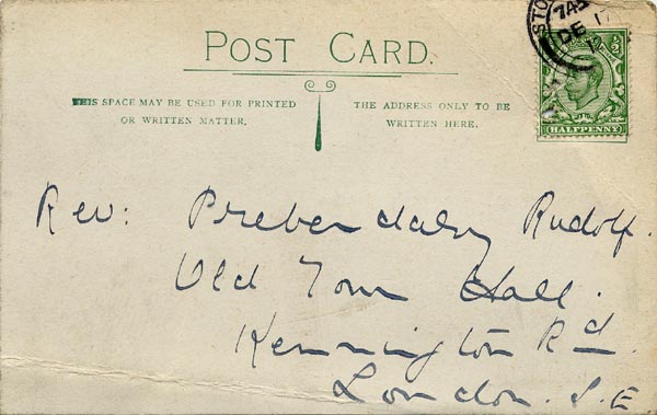 Large size image of Case 9059 6. Card from the Holy Cross Home confirming that E. left the Home in November and was engaged permanently a month later  17 December 1912
 page 1