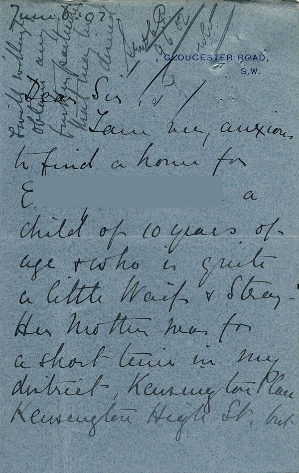 Large size image of Case 9126 2. Letter from Miss J. commending E's case  6 June 1902
 page 1