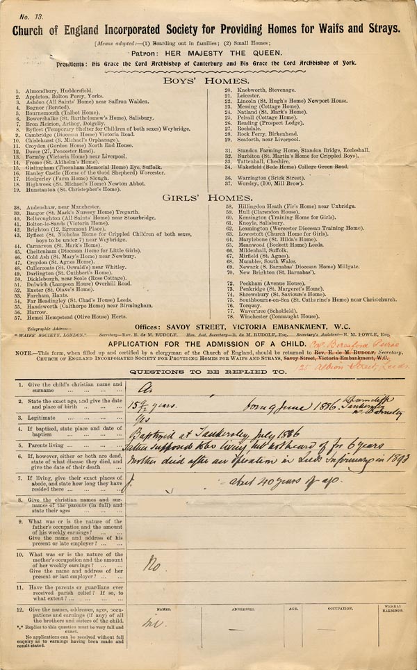 Large size image of Case 9131 1. Application to the Waifs and Strays' Society  30 April 1902
 page 1