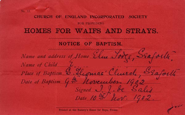 Large size image of Case 9156 2. Notice of baptism on 9 November 1902  10 November 1902
 page 1