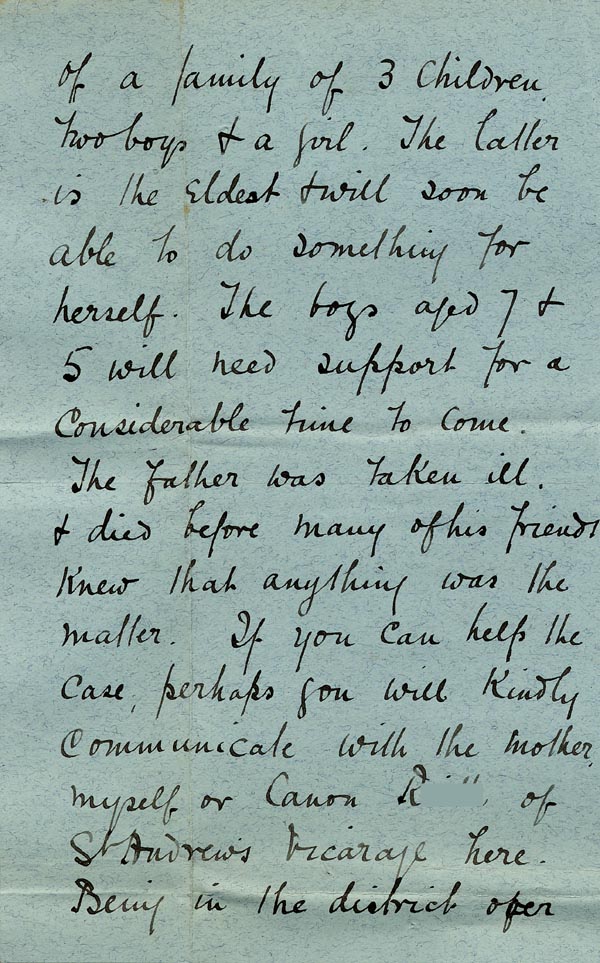Large size image of Case 9288 2. Letter to the Waifs and Strays' Society enquiring about help for G's family  10 July 1902
 page 2