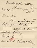 Image of Case 9288 6. Letter from the Matron of the Knebworth Home acknowledging G's arrival on 20 November  26 November 1902
 page 1