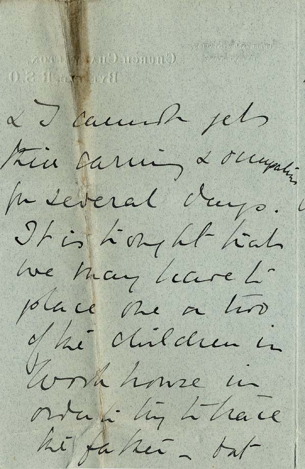 Large size image of Case 9308 3. Letter from Mrs O'B. saying she needs more time to complete the form  4 November 1902
 page 2