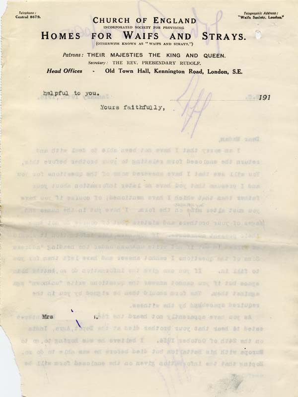 Large size image of Case 9308 23. Copy letter to J's sister enclosing the form with relevant sections completed  19 January 1916
 page 2