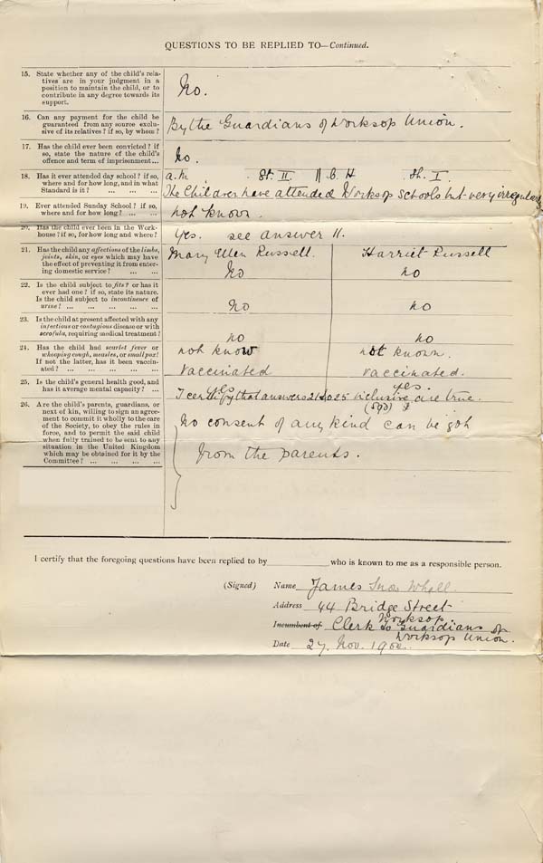 Large size image of Case 9315 2. Copy of the above form  27 November 1902
 page 2