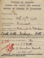 Image of Case 9316 35. Card noting that M. had been returned to her relatives  20 October 1908
 page 2