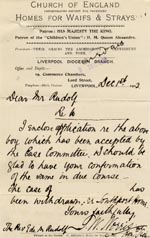 Image of Case 9339 2. Letter from G.W. Norris, Honorary Secretary of the Liverpool Branch concerning the application for W.  1 December 1902
 page 1