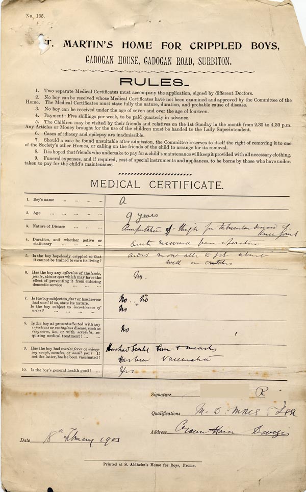 Large size image of Case 9498 2. Medical certificate  18 February 1903
 page 1