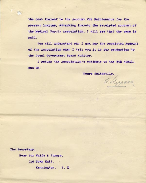 Large size image of Case 9498 24. Letter from the Devizes Union agreeing to pay for the bucket leg  13 May 1910
 page 2