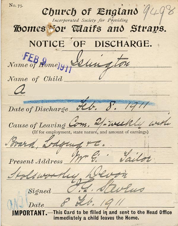 Large size image of Case 9498 36. Notice of discharge  8 February 1911
 page 2